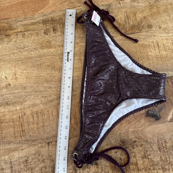 Victoria's Secret PINK Side-Tie Mini Cheekster Bikini Bottom - Burgundy  L NWT - Picture 5 of 10